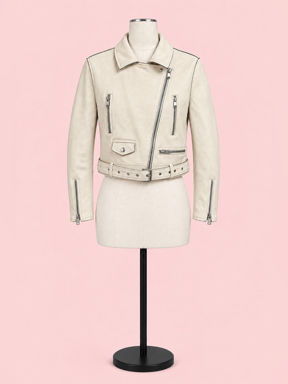 Zara Basic Women’s Suede-Look Belted Biker Jacket – XL
